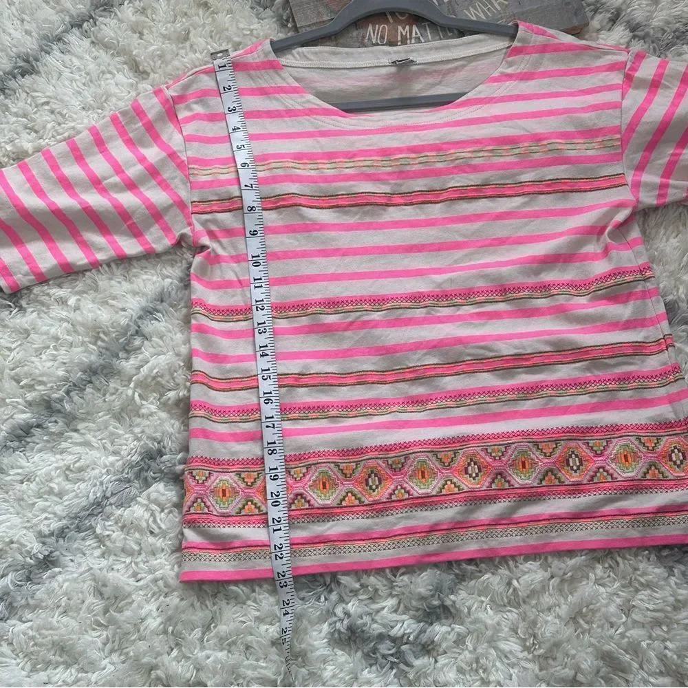 J. Crew Pink Boxy 3/4 Sleeve Blouse